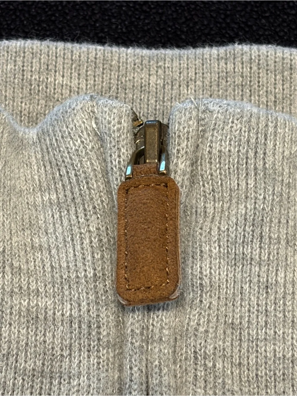 Polo Ralph Lauren Quarter Zip Sweater Men’s XL Gray 100% Cotton Leather Pull